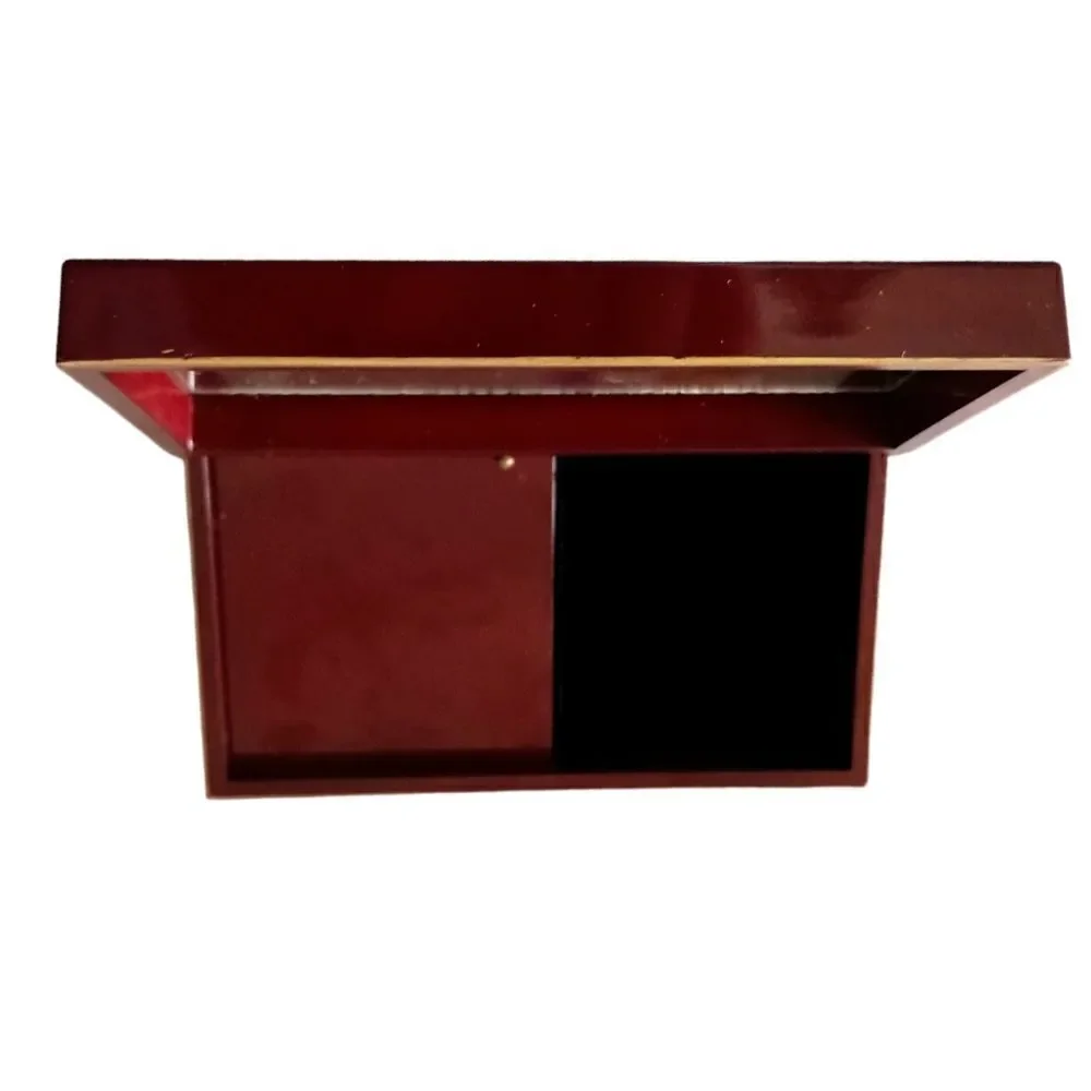 Otagiri Lacquerware Jewelry Box Magnolia Japan Musical Mirror Felt VIDEO Vtg 80s